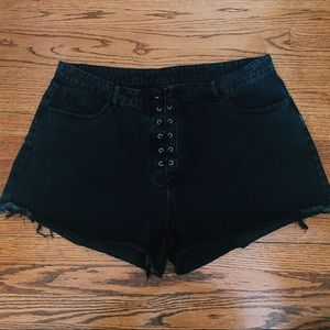 Shein Plus Lace Up Denim Shorts (NEW)
